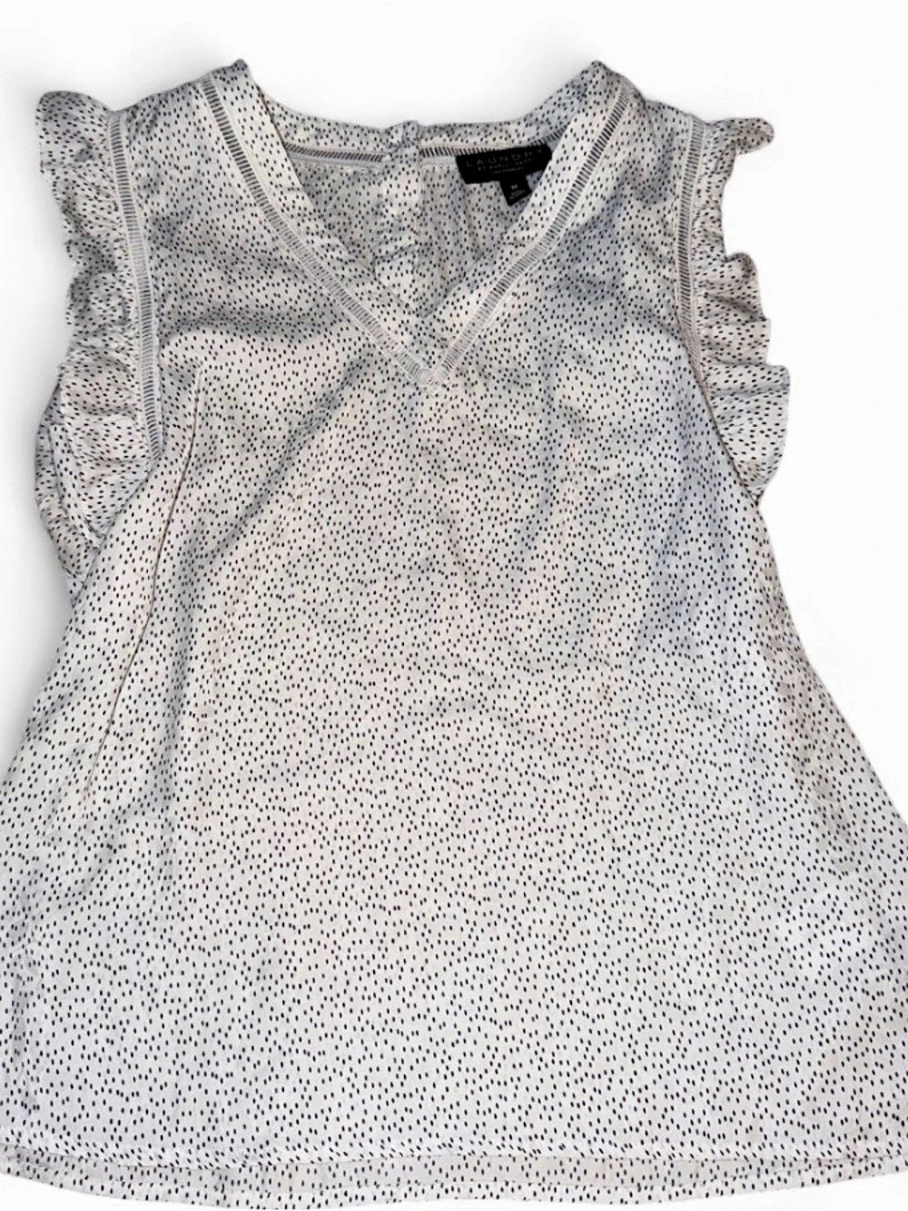 Laundry By Shelli Seagal Polka Dot Ruffle Blouse in White & Black Like New
